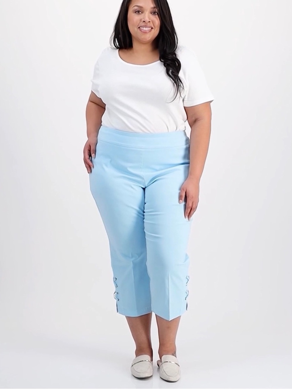 133- JM Collection Plus Size Side Lace-Up Capri Pants Size 2X